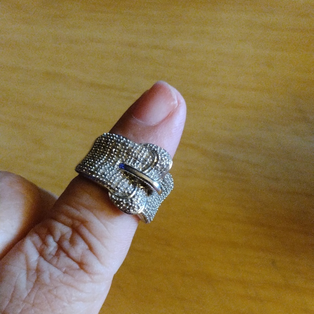 Diamond Buckle Ring in Silver - Picture 2 of 9